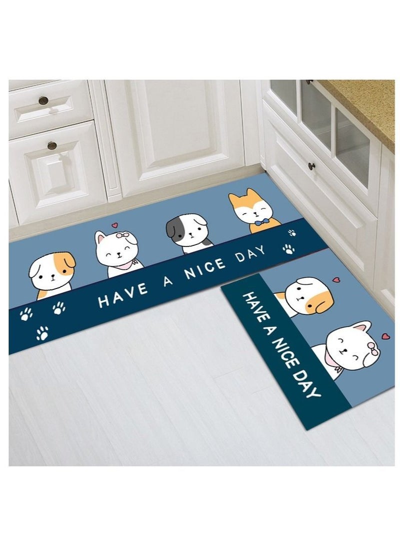 Y&D 2pcs fashion modern area non-slip floor carpet for living room bedroom and kitchen multicolour 40*60cm+40*120cm  - Image 1
