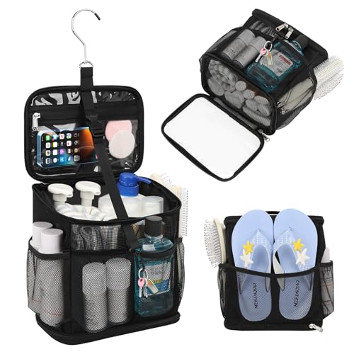 CUBETASTIC Shower Caddy Portable Mesh Shower Tote for Bathroom Gym Travel Camping Quick Dry Hanging Organizer Toiletry Bag with Handle for College Dorm Room Men Women - Image 1