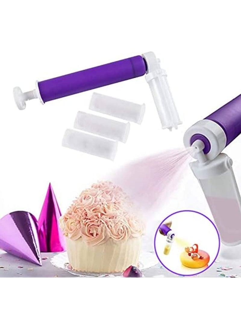 Luckam بخاخ يدوي لتزيين الكعك، أدوات خبز DIY مع 4 أنابيب رش كعك لتزيين الكعك والكب كيك والبسكويت والحلويات - Image 3