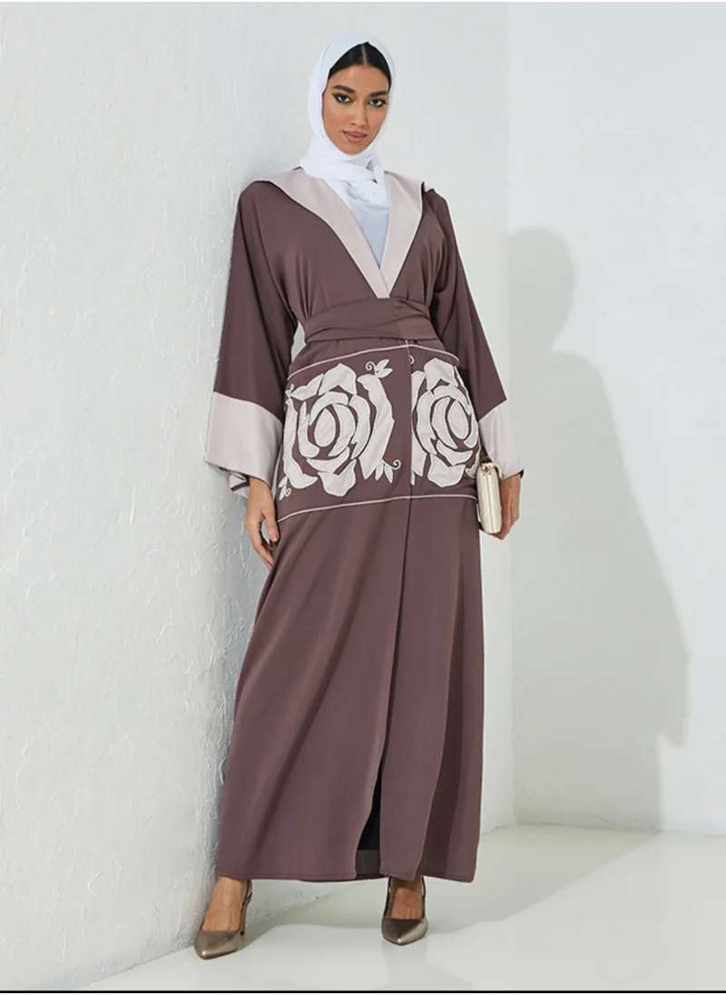 Rosette Abaya Embroidered Stylish abaya with wide sleeves