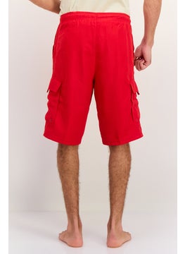 Burnside Men Drawstring Plain Print Swim Shorts, Red  - Image 3