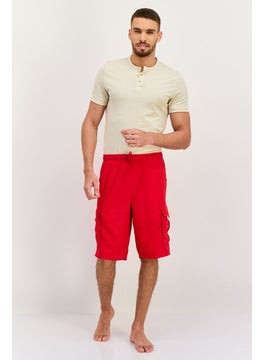 Burnside Men Drawstring Plain Print Swim Shorts, Red  - Image 4