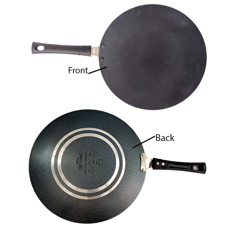 DBY Nonstick Roti Pan Chapati Tava Griddle Tawa Cooking Utensil Cookware Easy Pancakes Omelette Fried Eggs Bread Cookware Best Crepes Pan Rounded Base Durable Roti Paratha pan Round Griddle (285mm) - Image 4