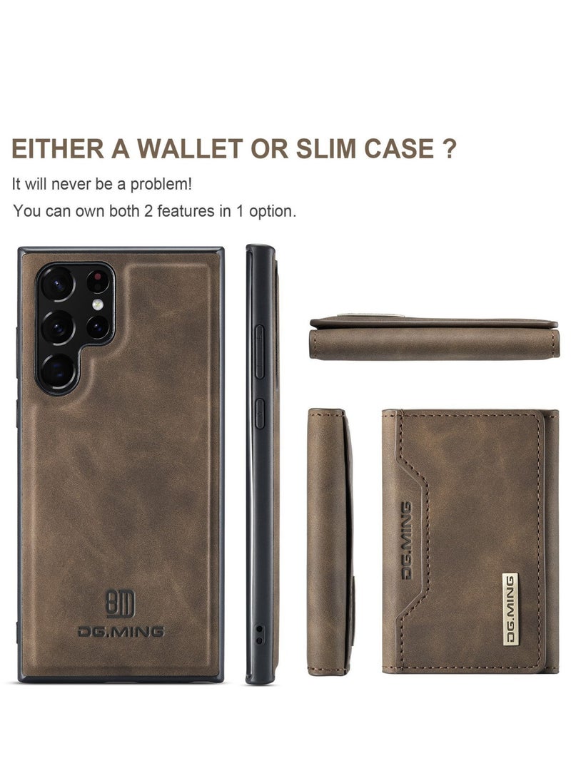 Dg Ming Samsung Galaxy S23  Ultra 2 in 1 Clutch Wallet, Vintage Slim Leather Case Magnetic Detachable Tri-Fold Wallet,  Leather Case with Card Holder Pocket Slim Case  - Image 2