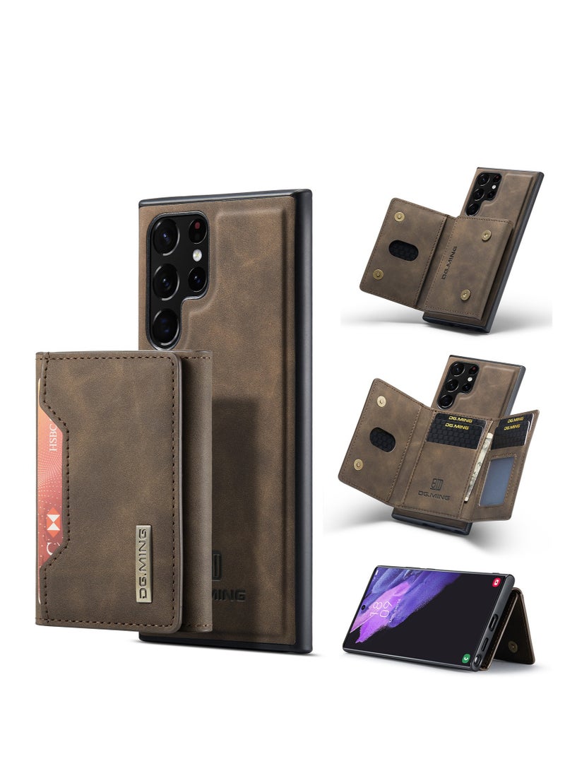 Dg Ming Samsung Galaxy S23  Ultra 2 in 1 Clutch Wallet, Vintage Slim Leather Case Magnetic Detachable Tri-Fold Wallet,  Leather Case with Card Holder Pocket Slim Case  - Image 1