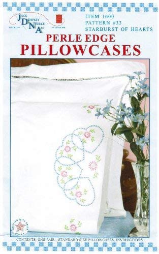 Jack Dempsey Needle Art Pillowcase, Starburst of Hearts with Perle Edge Finish, 20-Inch by 30-Inch, White - Image 3