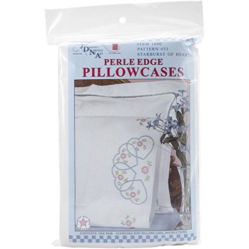 Jack Dempsey Needle Art Pillowcase, Starburst of Hearts with Perle Edge Finish, 20-Inch by 30-Inch, White - Image 2