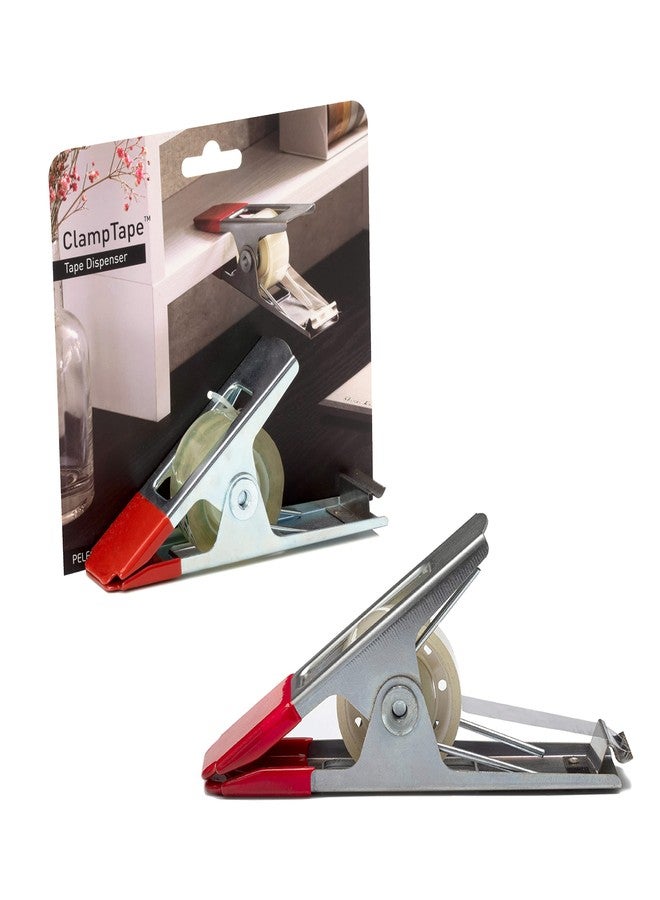 Peleg Design ClampTape Clothespin Dispenser | Desk Organizer to Keep Tape in Place | One Hand Use | Metal Tape Roller Fits Most Desks & Shelves | Desk Storage Organizer - Image 1