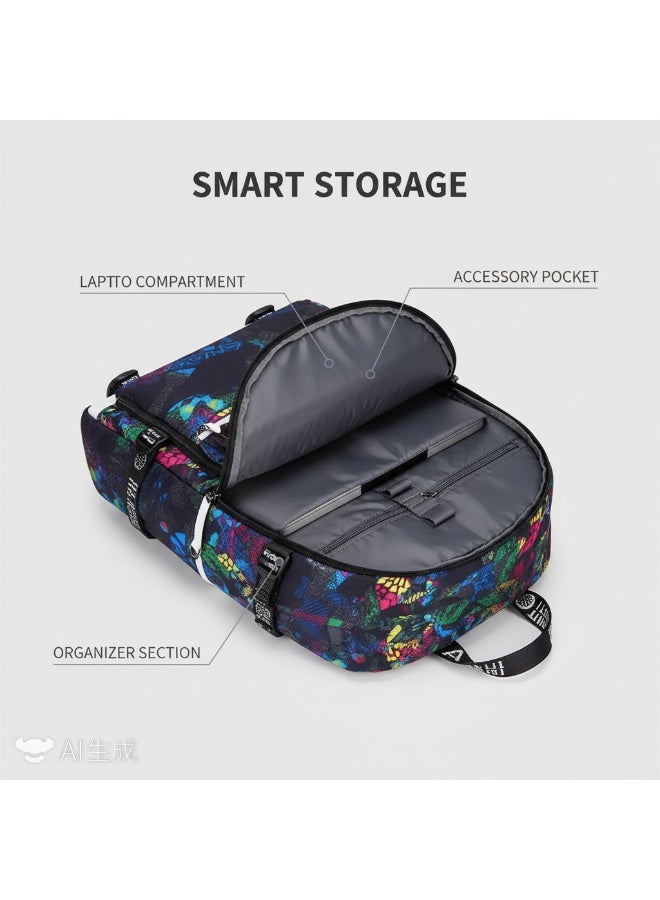 Aolida 1-Piece Men's Korean Version Laptop Backpacks Minimalist Middle School Student Backpack Heat Transfer Printed Casual Backpack - Image 3