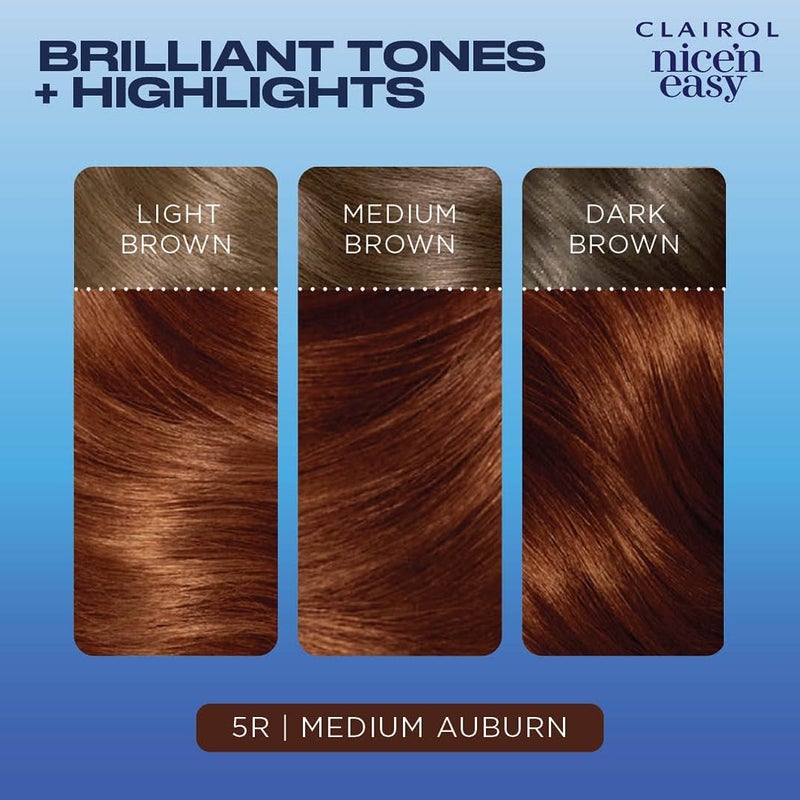 Clairol Nice'n Easy Permanent Hair Dye, 5R Medium Auburn Hair Color, Pack of 1 - Image 4
