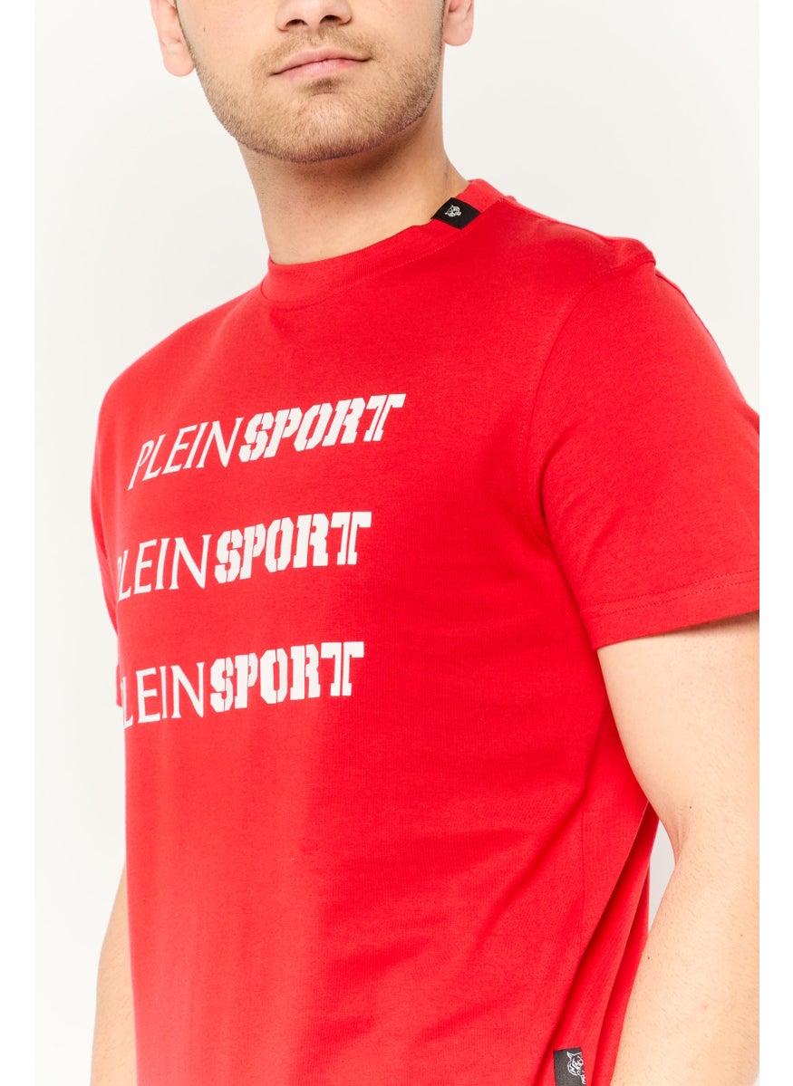 Plein Sport - Men Sportswear Fit Short Sleeves Outdoor T-Shirt, Red - Image 1