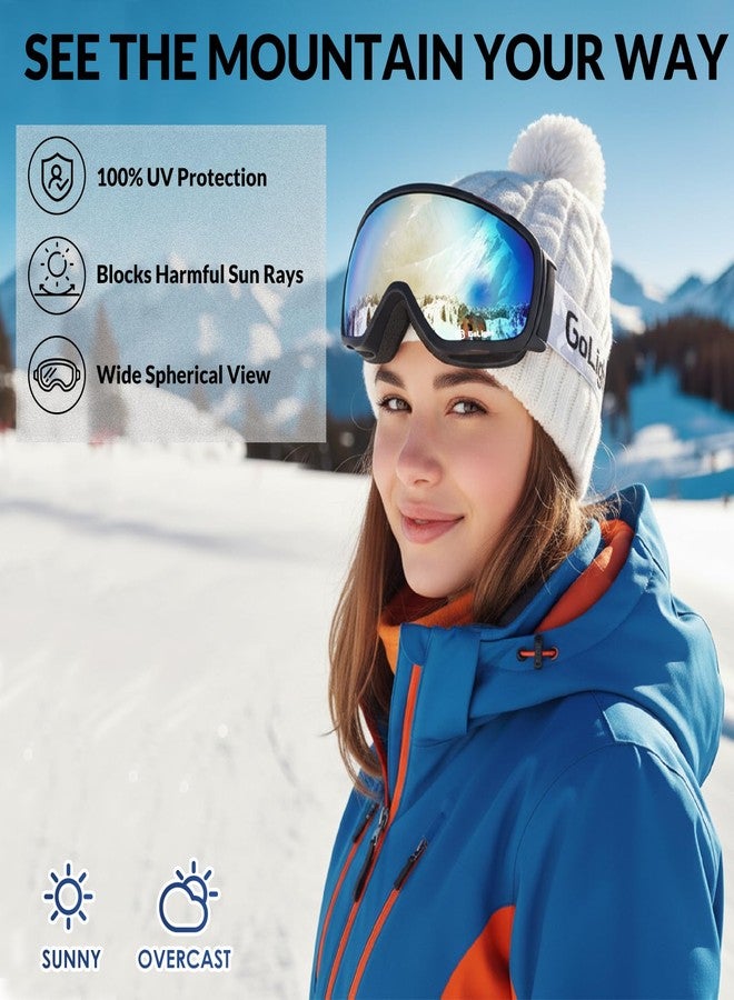 GoLight OTG Ski Goggles for Youth, Teen & Small-Face Adult – REVO Spherical Lens with Anti-Fog Coating, UV400 Protection, Flexible TPU Frame, Non-Slip Adjustable Strap for Skiing & Snowboarding - Image 2