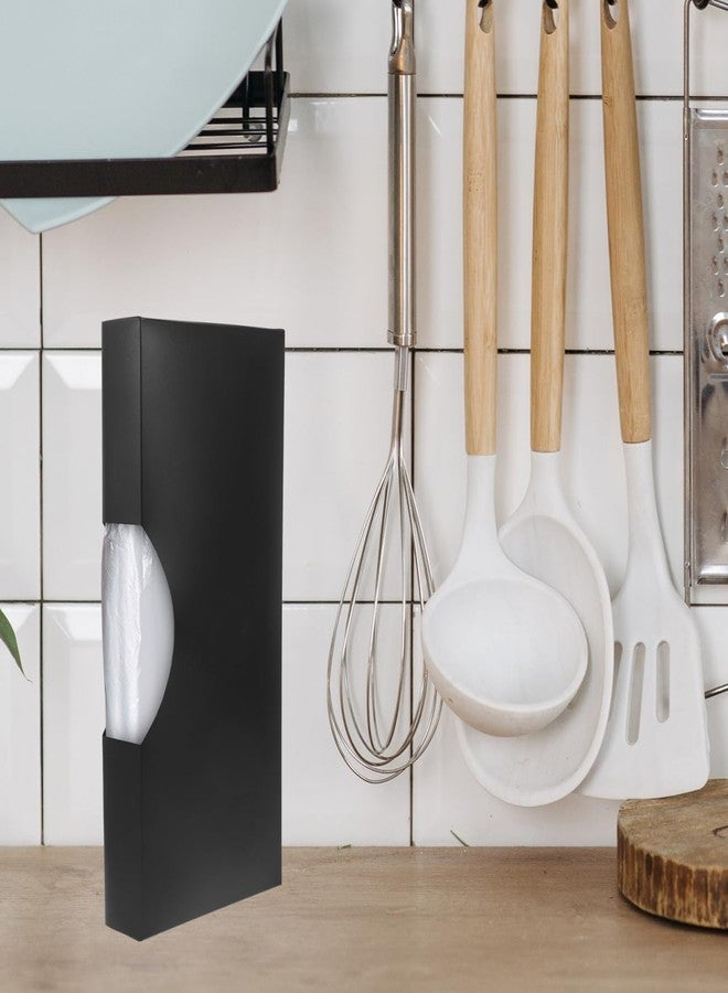 سولوستر موزع وحامل أكياس القمامة من سولستر، منظم تخزين أكياس بلاستيكية بفتحة أمامية للمطبخ والحمام، تصميم قابل لإعادة الاستخدام للقمامة، أسود - Image 4