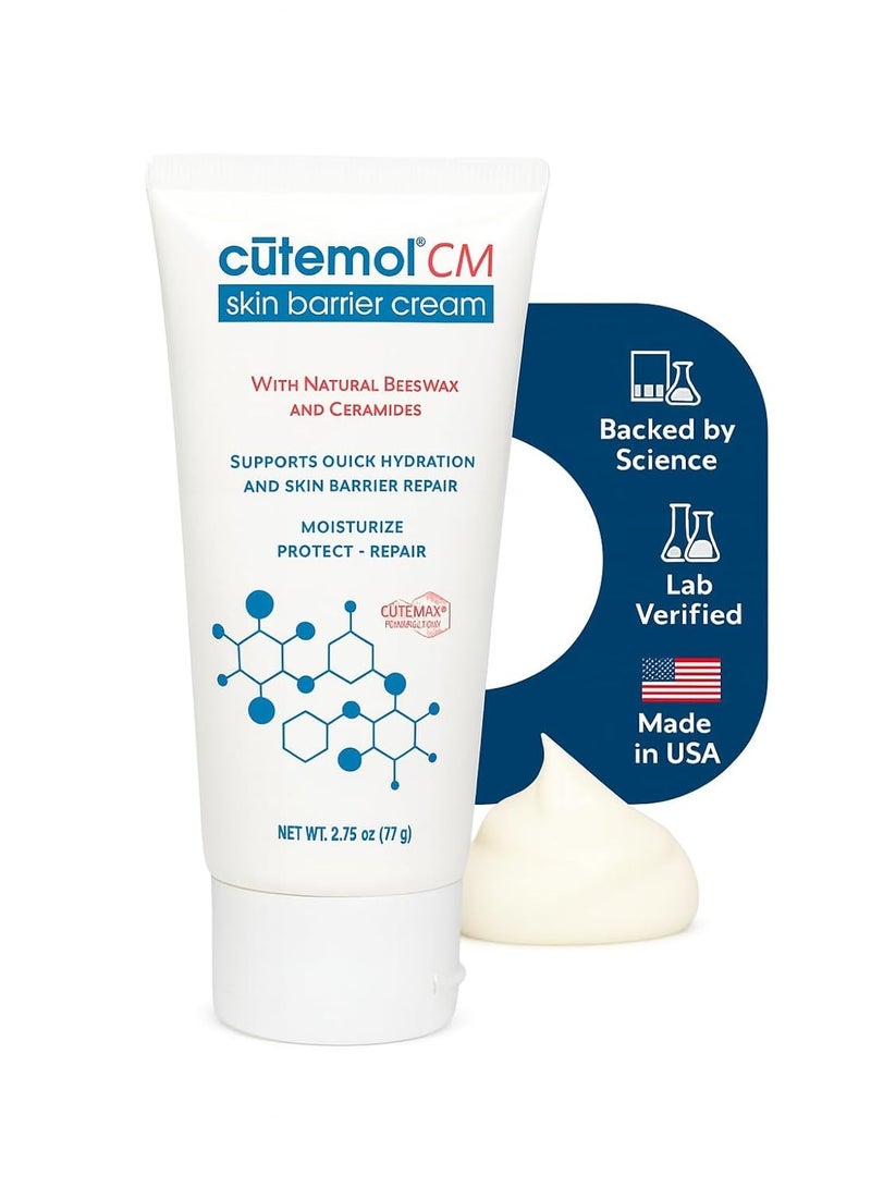 Cutemol CM Emollient Cream - Natural Beeswax & Ceramides for Dry, Damaged Skin (2.75 oz) - Image 1
