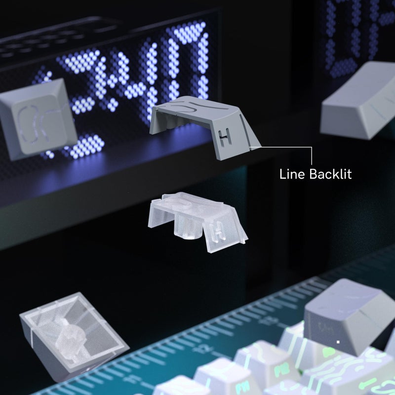 dagaladoo White/Grey Topographic keycap Sets Line Backlit Gradient keycaps Shine Through Keyboard Keys Side Printed Key caps Cherry Profile for 61/64/66/68/71/75/84/87 Mechanical Keyboards - Image 5