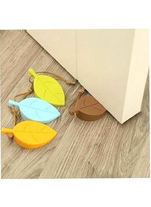 JSJPO JSJPO Silicone Leaf Shape Home Office Door Stop Stoppers Leaf Shape Door Stopper Leaf Style Secure Flexible Decorative Finger Protector Pcs 4  - Image 3