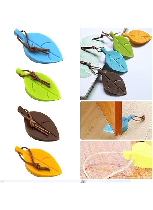 JSJPO JSJPO Silicone Leaf Shape Home Office Door Stop Stoppers Leaf Shape Door Stopper Leaf Style Secure Flexible Decorative Finger Protector Pcs 4  - Image 5