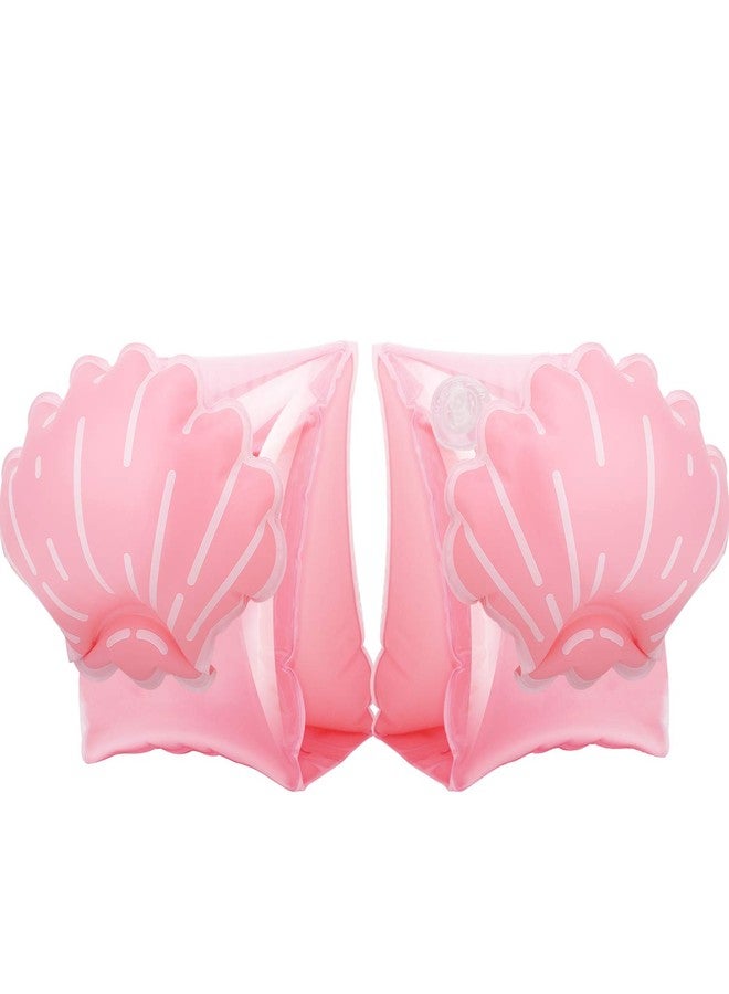 MoKo Arm Bands for Kids, Toddlers Begin to Swim Inflatable Pool Floats Sleeves, Cute Cartoon Swimming Wings Armlets Rings Floaties Tubes, Water Sports Learning Training Aids, Scallop - Image 1