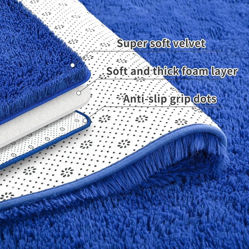 Keeko Fluffy Area Rugs for Bedroom Living Room, 4x5.3 Soft Plush Bedside Rug Modern Indoor Throw Rug Shag Fuzzy Nursery Carpet Non Slip Rugs for Kids Girls Baby Teen Dorm Room Home Decor NavyBlue - Image 3