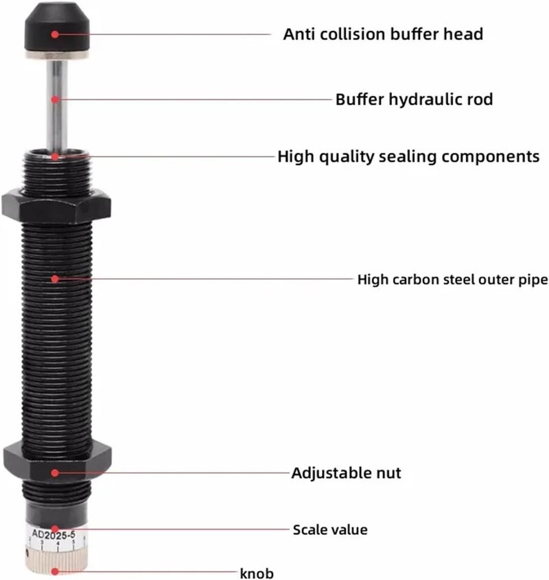 Pneumatic Adjustable Hydraulic Oil Pressure Buffer AD1410 AD1412 AD1416 AD1420 AD1425 AD2016 AD2020 1Pcs(AD2050) - Image 4