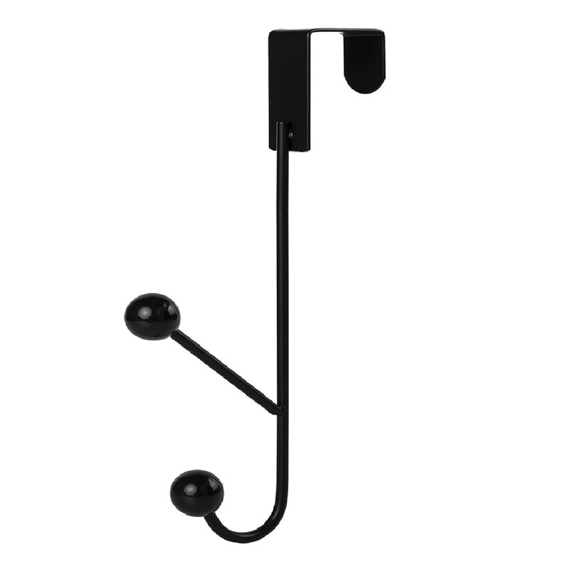 AIMERS Over The Door Hook Hanger Sturdy Metal Over Door Double Hanger Hooks for Hanging Clothing Towels Coats Hats Bag Clothes Over Door Hooks for Bathroom Living Room Black - Image 1