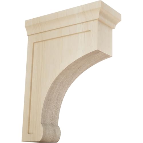 Ekena Millwork BKTW02X06X08GORW Medium Gomez Wood Wood Brackets, 2 1/2"W x 6"D x 8"H , Rubberwood - Image 1