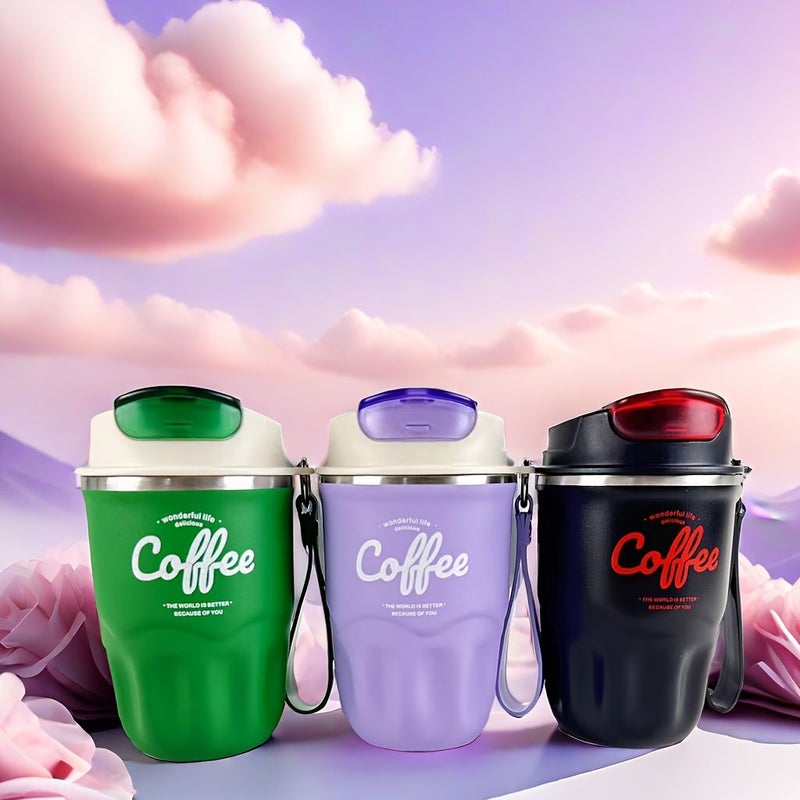 كوب قهوة من الفولاذ المقاوم للصدأ 316 سعة 360 مل، على طراز إنس، تصميم بسيط، كوب محمول - Image 2