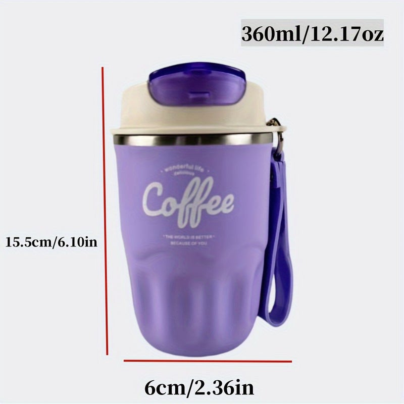 كوب قهوة من الفولاذ المقاوم للصدأ 316 سعة 360 مل، على طراز إنس، تصميم بسيط، كوب محمول - Image 3