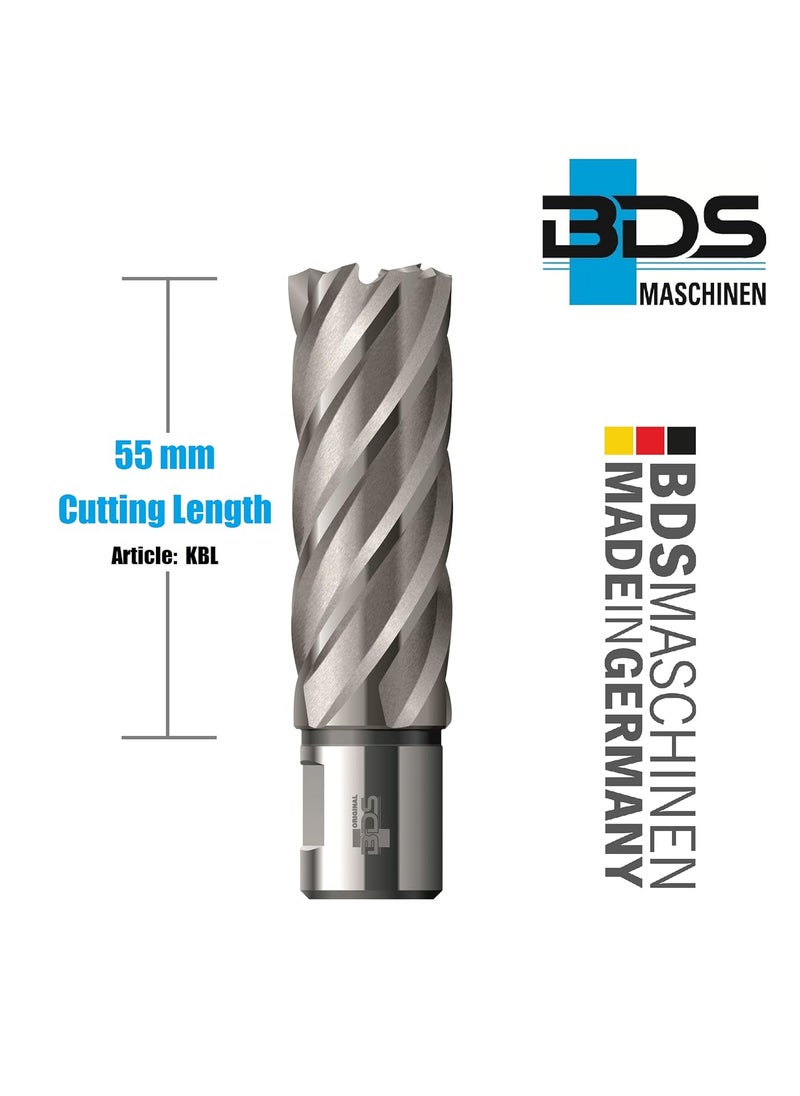 BDS Maschinen - Annular Cutters STANDARD in High Speed Steel HSS Annular Core Cutter Broach Cutting Tool Core Drill Bit For Magnetic Drilling Machine Cutting Lengths 55mm HSS Core Drills diameter 20 - Image 1