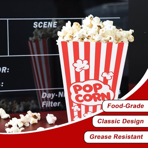 Homrelaxy 24 Pcs Popcorn Boxes, 7.9" Tall and 3.6" Square Large Capacity Popcorn Containers Buckets for Pop Corn Machine, Movie Night, Cinema, Carnival, Party, Concessions - Image 3