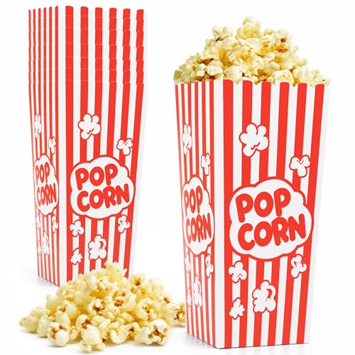 Homrelaxy 24 Pcs Popcorn Boxes, 7.9" Tall and 3.6" Square Large Capacity Popcorn Containers Buckets for Pop Corn Machine, Movie Night, Cinema, Carnival, Party, Concessions - Image 1
