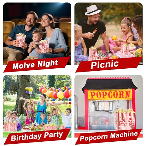 Homrelaxy 24 Pcs Popcorn Boxes, 7.9" Tall and 3.6" Square Large Capacity Popcorn Containers Buckets for Pop Corn Machine, Movie Night, Cinema, Carnival, Party, Concessions - Image 4