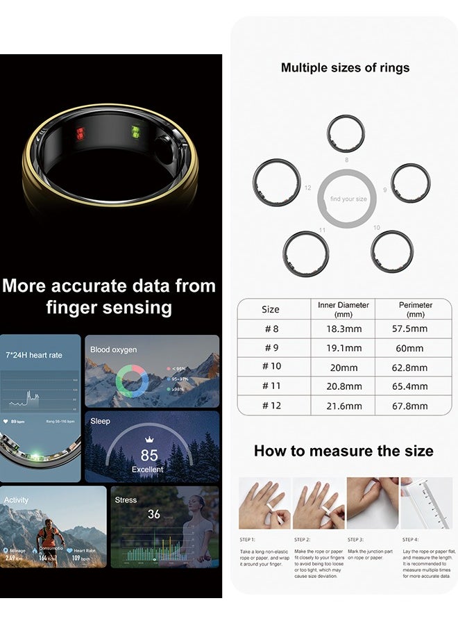 Generic - R06 QRing Smart Ring - Step Counter, Heart Rate Monitor, Blood Oxygen Saturation, Sleep Tracker, IP68 Waterproof,Comes with dedicated charging box - Image 1