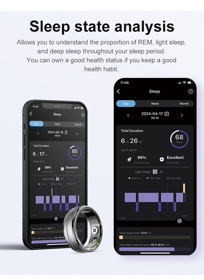 Generic - R06 QRing Smart Ring - Step Counter, Heart Rate Monitor, Blood Oxygen Saturation, Sleep Tracker, IP68 Waterproof,Comes with dedicated charging box - Image 1