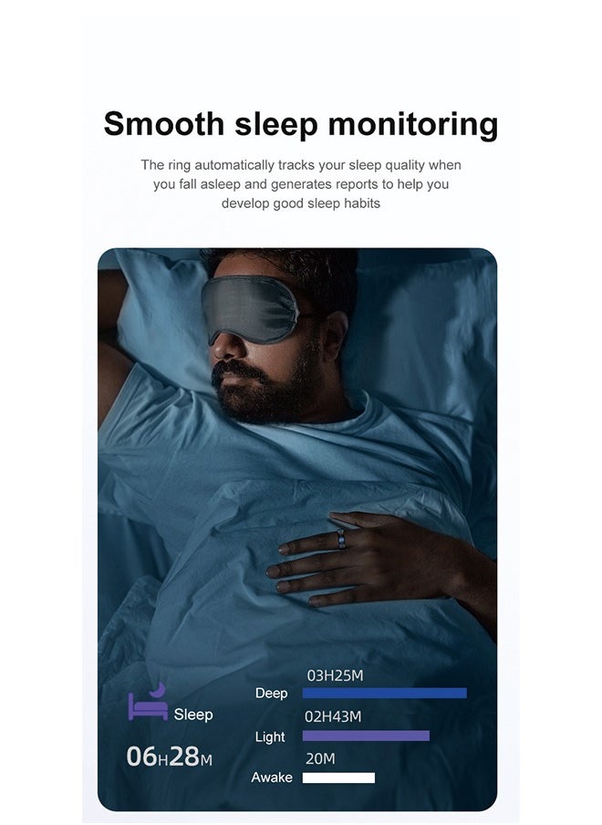 Generic - R06 QRing Smart Ring - Step Counter, Heart Rate Monitor, Blood Oxygen Saturation, Sleep Tracker, IP68 Waterproof,Comes with dedicated charging box - Image 1