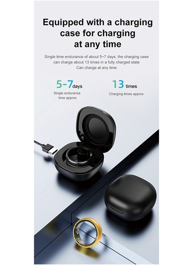 Generic - R06 QRing Smart Ring - Step Counter, Heart Rate Monitor, Blood Oxygen Saturation, Sleep Tracker, IP68 Waterproof,Comes with dedicated charging box - Image 1