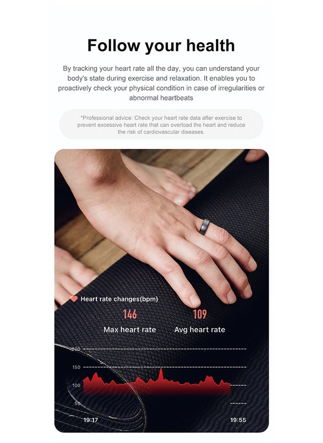 Generic - R06 QRing Smart Ring - Step Counter, Heart Rate Monitor, Blood Oxygen Saturation, Sleep Tracker, IP68 Waterproof,Comes with dedicated charging box - Image 1