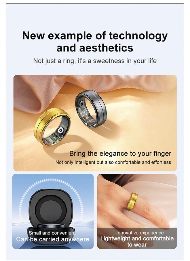 Generic - R06 QRing Smart Ring - Step Counter, Heart Rate Monitor, Blood Oxygen Saturation, Sleep Tracker, IP68 Waterproof,Comes with dedicated charging box - Image 1