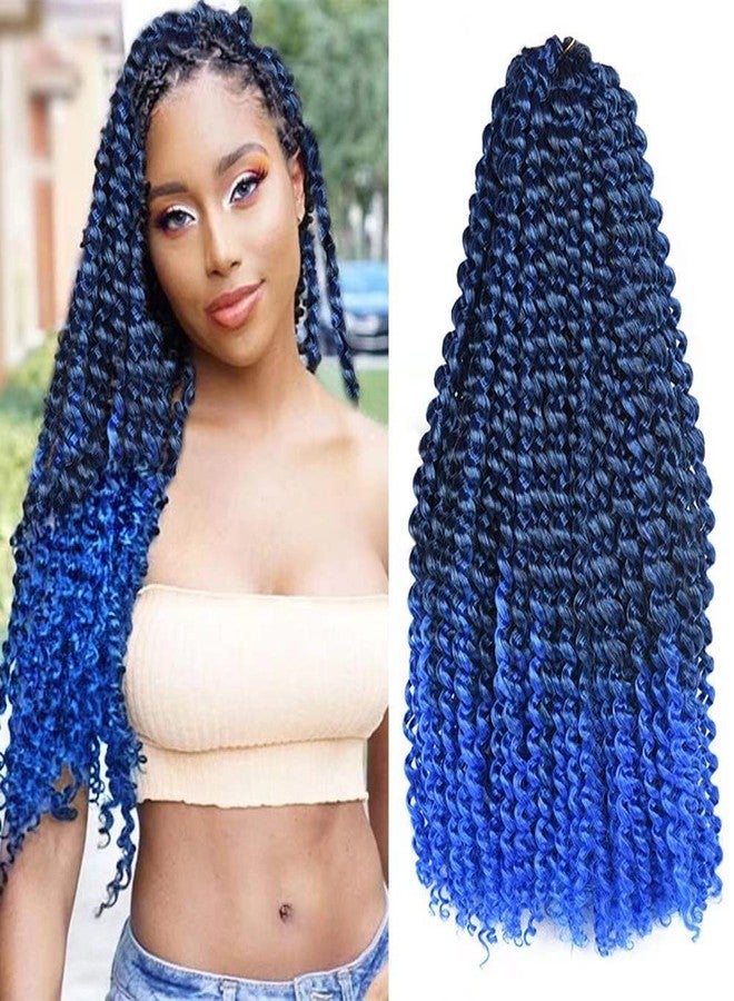 YOROSTAR 22inch Blue Water Wave Crochet Hair for Butterfly Soft Locs 7 Packs Ombre Blue Passion Twists Hair Synthetic Crochet Hair Long Bohemian Locs Braiding Hair Extensions (22" 7packs T1B/blue#) - Image 1