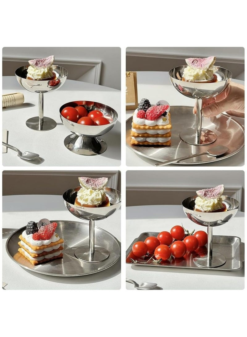 2Pcs Stainless Steel Ice Cream Cup, Reusable Serving Dessert Bowls Cups Mini Round Footed Sauce Bowls Yogurt Snack Candy Cups Birthday Party Christmas Decoration - Image 4