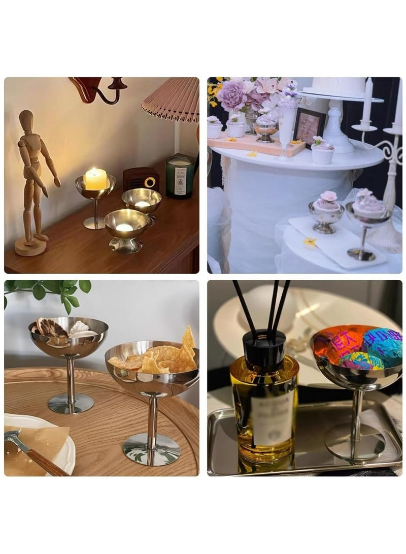 2Pcs Stainless Steel Ice Cream Cup, Reusable Serving Dessert Bowls Cups Mini Round Footed Sauce Bowls Yogurt Snack Candy Cups Birthday Party Christmas Decoration - Image 3