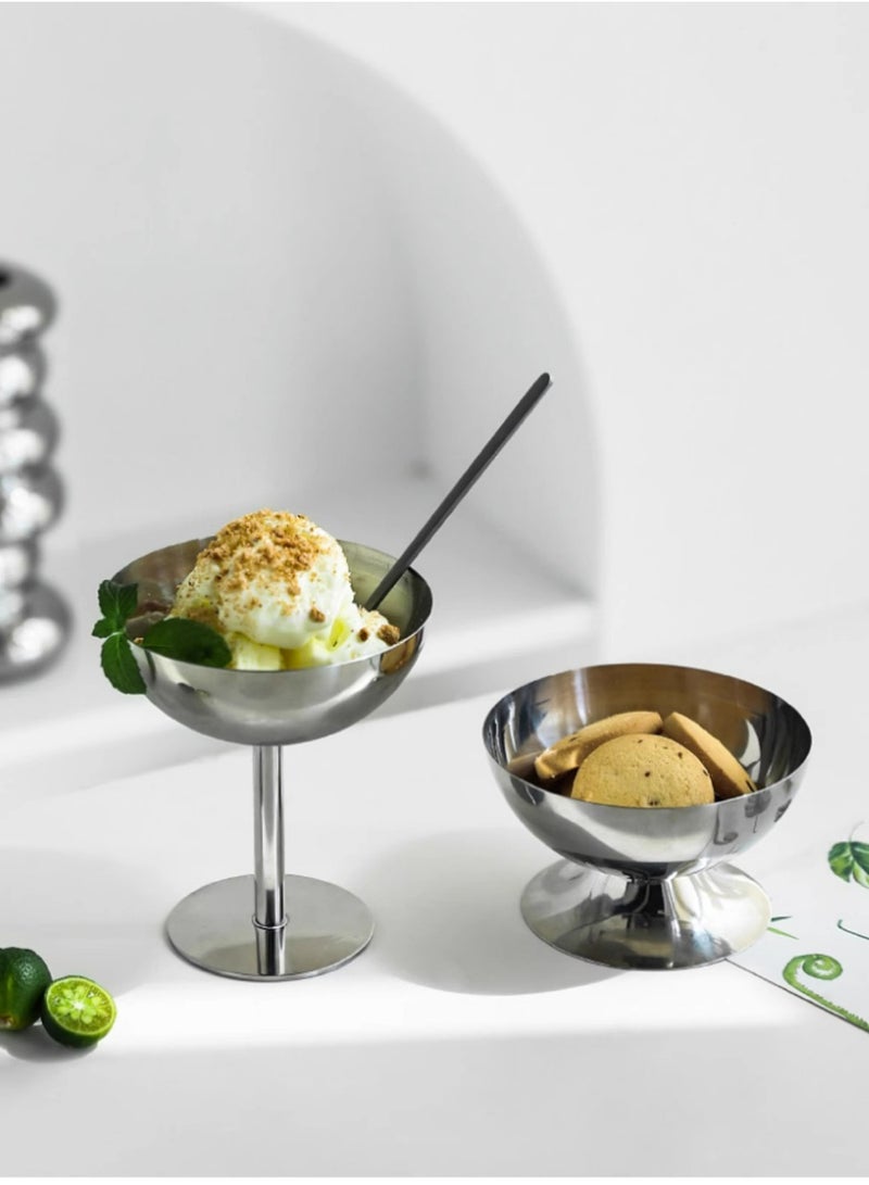 2Pcs Stainless Steel Ice Cream Cup, Reusable Serving Dessert Bowls Cups Mini Round Footed Sauce Bowls Yogurt Snack Candy Cups Birthday Party Christmas Decoration - Image 1