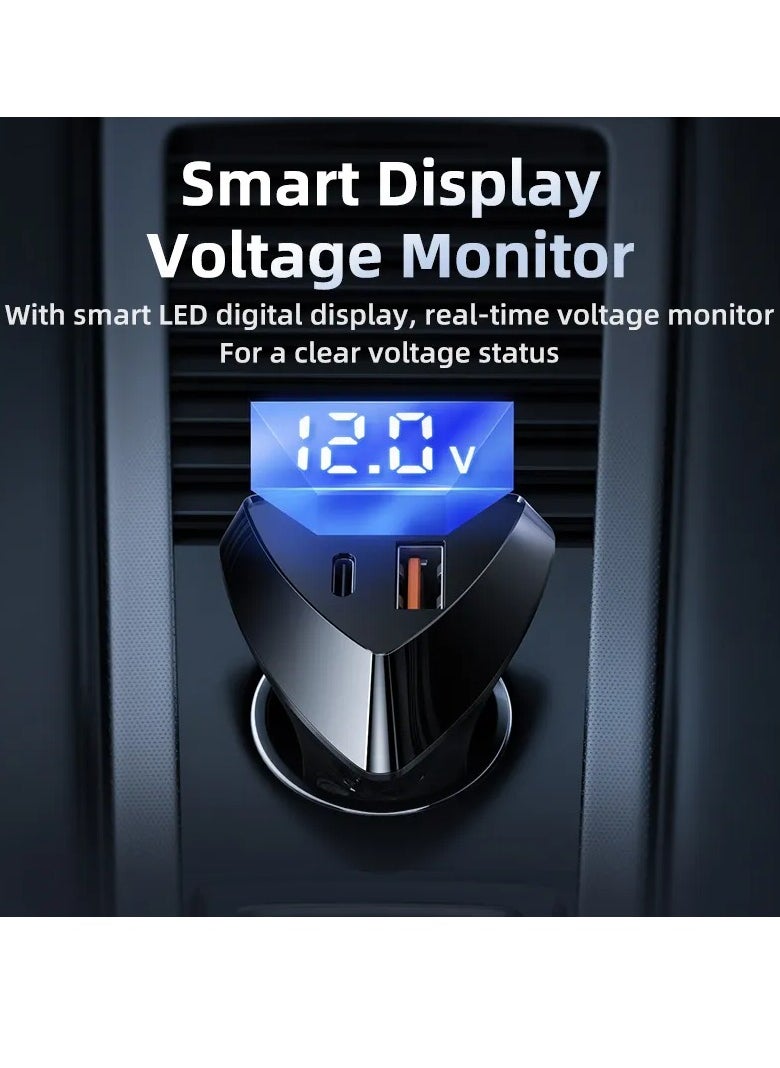 REMAX - RCC232 45W Double-ended super fast charge 5.5A Digital Display USB Type c cigarette lighter car charger - Image 1