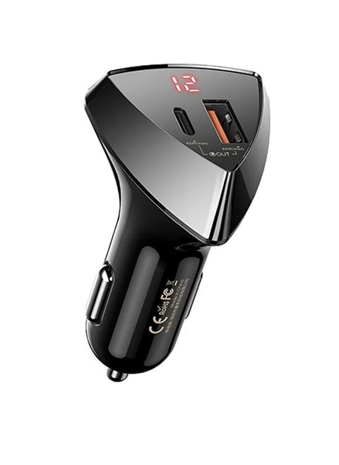 RCC232 45W Double-ended super fast charge 5.5A Digital Display USB Type c cigarette lighter car charger