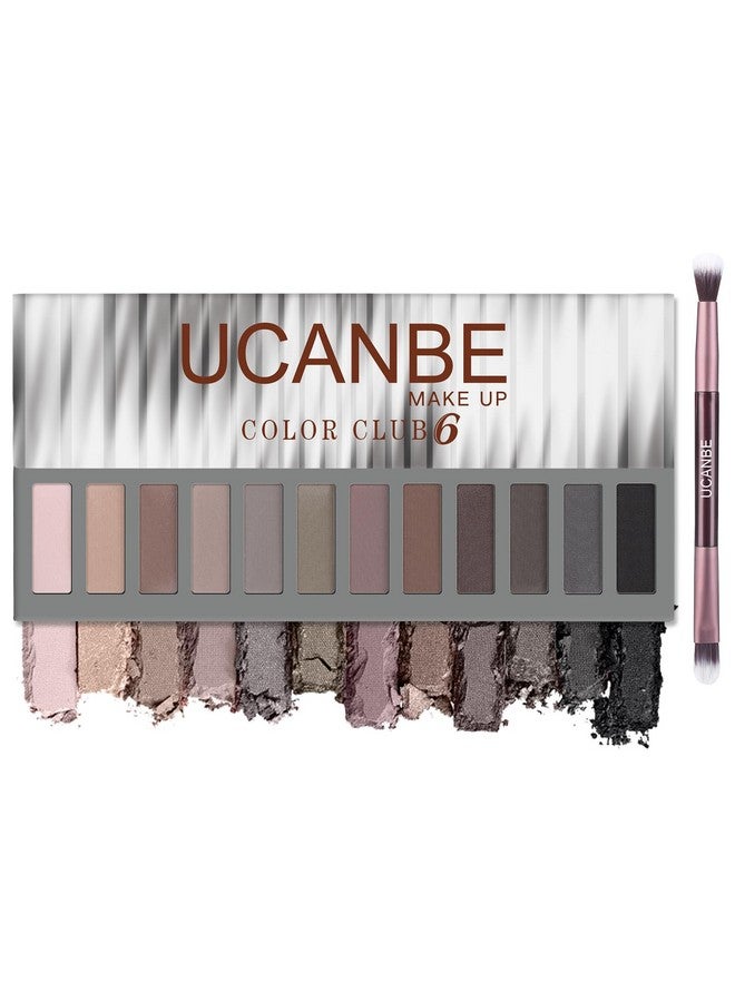 Ucanbe مجموعة ظلال العيون المكونة من 12 لونًا من Naked Nude Eye Shadow Neutral Matte Shimmer Make Up Pallet مع مجموعة فرشاة مزدوجة الأطراف عالية الصبغة وطويلة الأمد ومقاومة للماء (06) - Image 1
