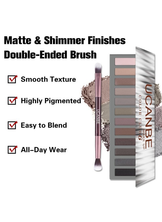 Ucanbe مجموعة ظلال العيون المكونة من 12 لونًا من Naked Nude Eye Shadow Neutral Matte Shimmer Make Up Pallet مع مجموعة فرشاة مزدوجة الأطراف عالية الصبغة وطويلة الأمد ومقاومة للماء (06) - Image 3