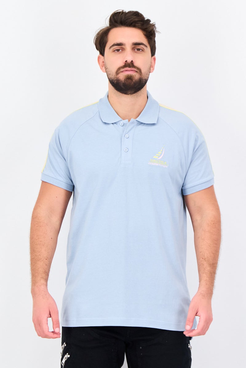 NAUTICA Men Regular Fit Embroidered Logo Short Sleeve Polo Shirt, Light Blue - Image 1