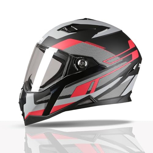 TVS Racing Anti Matter Full Face Helmet for Bike & Motorcycle Riders-DOT & ISI Certified-Lightweight ABS Shell, UV Resistant-Ventilated Comfort Liner, Quick-Release Visor & Chin Strap (Red/L) - Image 1
