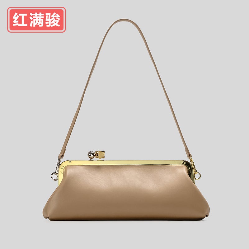 Women's PU Leather Clutch Baguette Bag with Metal Clasp, Stone & Patent Textures for Evening Parties - Image 1