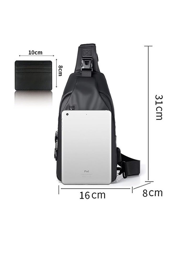 Dubkart Sling Bag for Men,Small Crossbody Backpack,Waterproof Shoulder Backpack Chest Bags Casual Daypack with Slim Pocket Wallet for Travel Cycling - Image 2